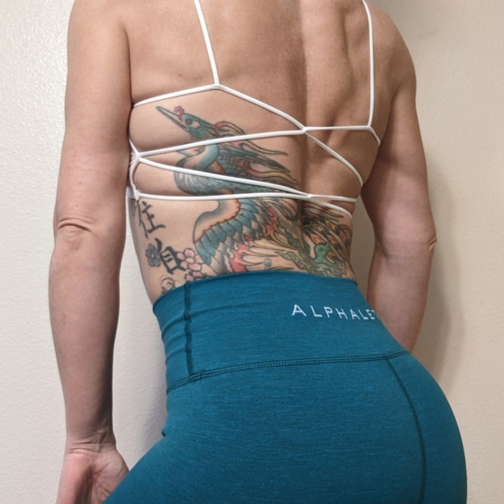 Open Back Sports Bra Strappy White